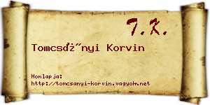 Tomcsányi Korvin névjegykártya